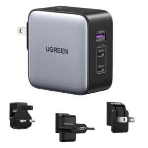 UGREEN 65W 3-Port GaN Fast Charger with Interchangeable UK/US/EU Plugs - UG-90409